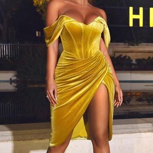 Off shoulder velvet dress
